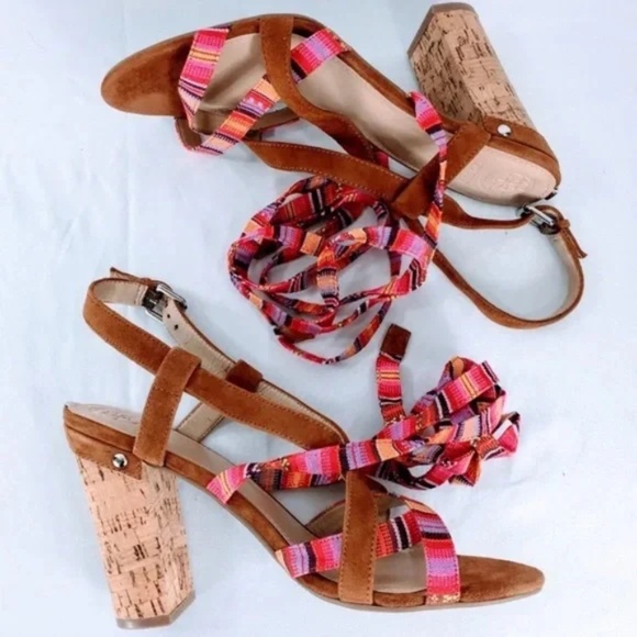 Guess Womens Strappy Cage Sandal Cariel Southwestern Lace Up Suede Size 9.5 - Picture 7 of 13